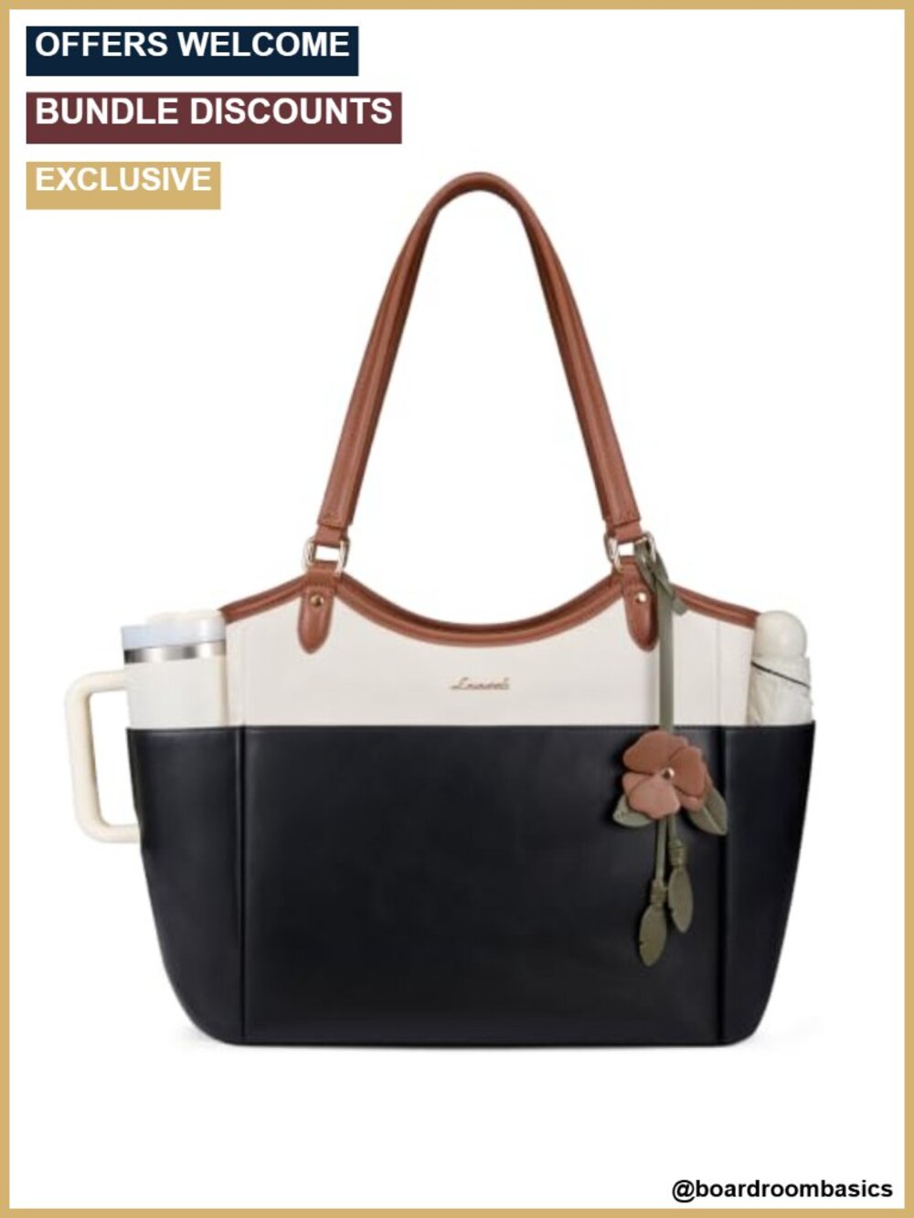 Work Tote Bag for Women Faux Leather Laptop Bag Fits 15.6"